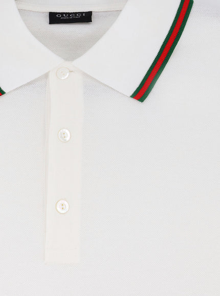 Gucci Cotton Polo With Nastro Web Detail On The Collar