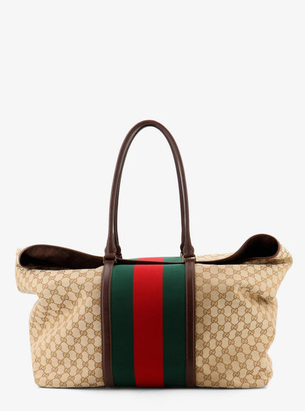 Gucci Gg Fabric Travel Bag With Web Detail On The Front Uni Vintsanddkbr