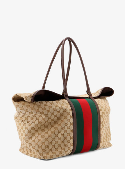 Gucci Gg Fabric Travel Bag With Web Detail On The Front