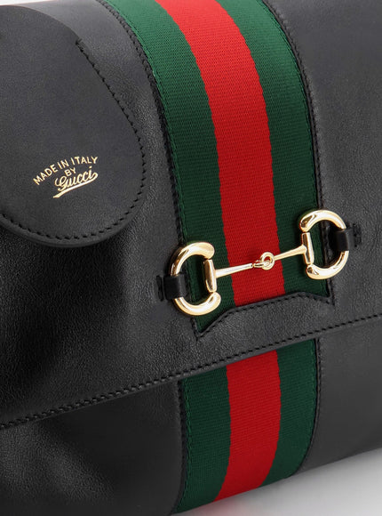 Gucci Paparazzo Leather Handbag With Front Web Detail