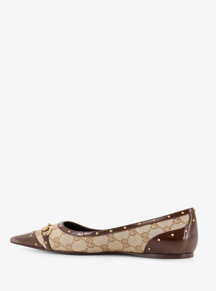 Gucci Savoy Gg Fabric Ballerinas With Stud Detail