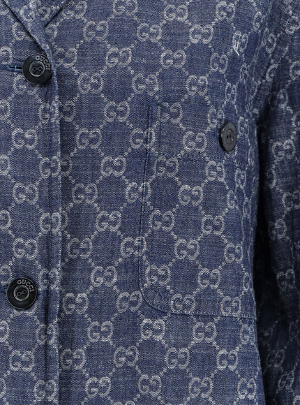 Gucci Cotton Shirt With All-Over Gg Motif