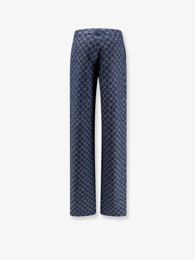 Gucci Cotton Denim Trousers With GG Motif