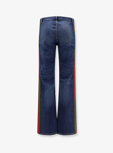 Gucci Blue Denim Jeans With Nastro Web Profiles