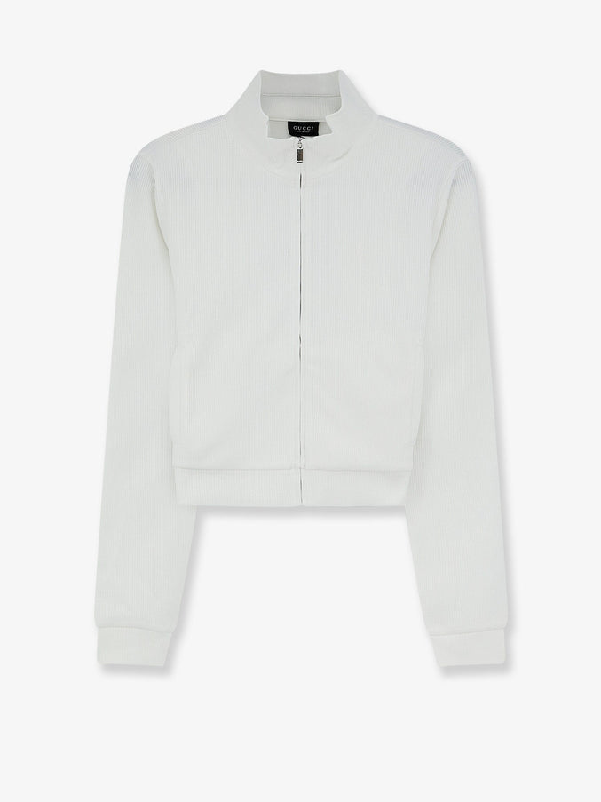 Gucci Lightweight Ribbed Cotton Jersey Sweatshirt White