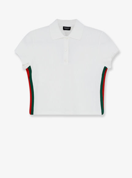 Gucci Ribbed Cotton Jersey Polo Shirt White
