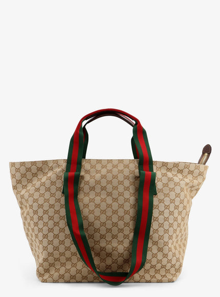 Gucci Gg Fabric Shopping Bag With Nastro Web Handle Detail Uni Vintsanddkbrovrv