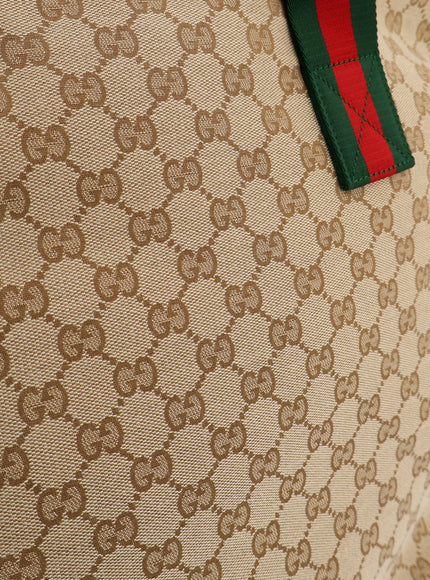 Gucci Gg Fabric Shopping Bag With Nastro Web Handle Detail