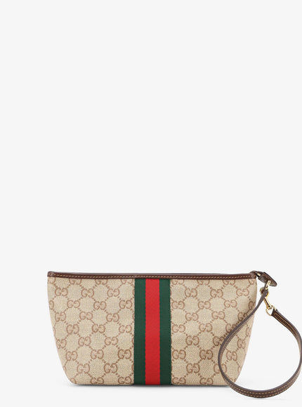 Gucci Gg Fabric Clutch With Nastro Web On The Front Uni Beige