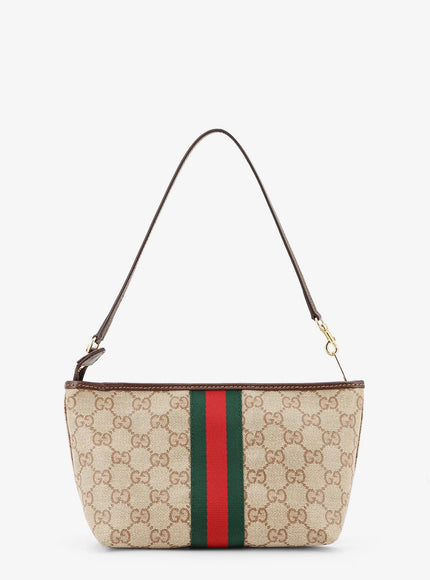 Gucci Gg Fabric Clutch With Nastro Web On The Front