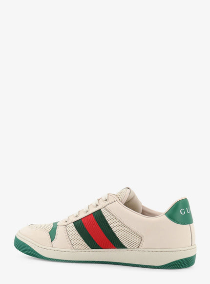 Gucci Screener Mesh And Leather Sneakers With Nastro Web On The Side