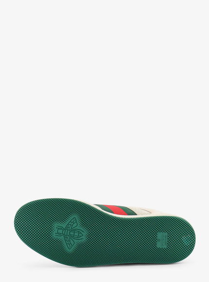Gucci Screener Mesh And Leather Sneakers With Nastro Web On The Side