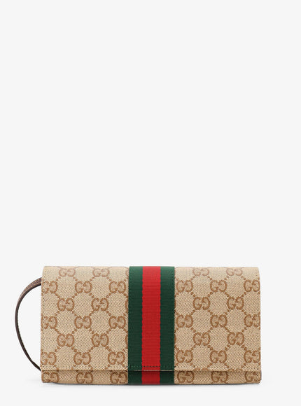 Gucci Gg Fabric Shoulder Bag With Nastro Web Detail Uni Beige