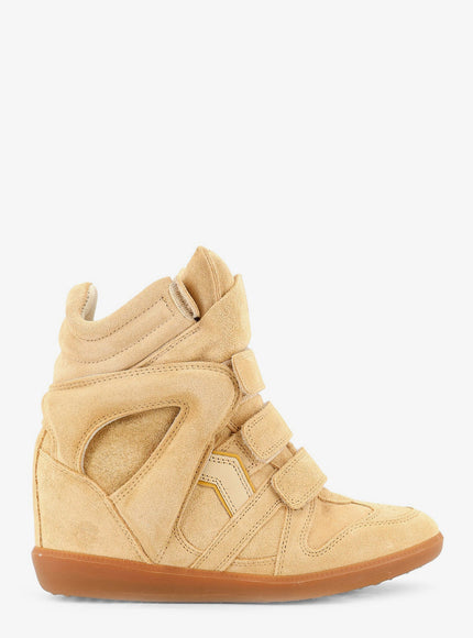 Isabel Marant Bekett Suede And Leather Sneakers Beigegolden Yellow