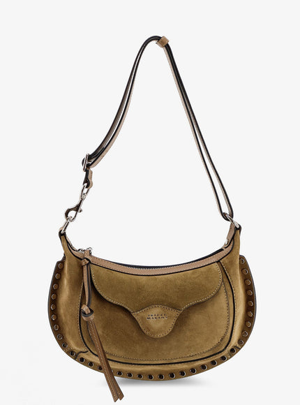 Isabel Marant Oskan Moon Suede Shoulder Bag in Taupe Uni Taupe