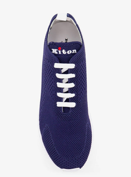 Kiton Ciro Paone Knitted Fabric Sneakers With Embroidered Logo