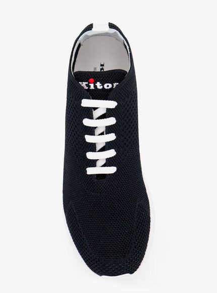 Kiton Ciro Paone Knitted Fabric Sneakers With Embroidered Logo