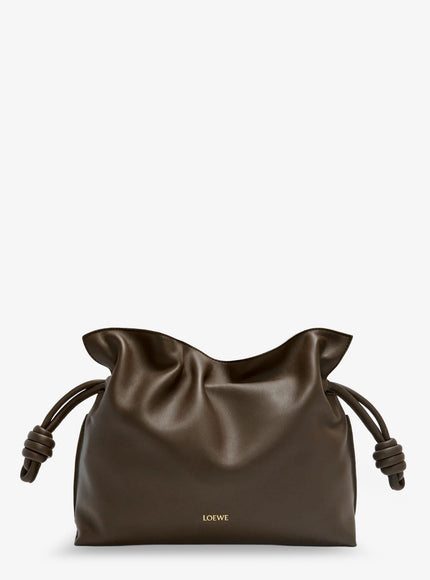 Loewe Flamenco Leather Clutch Bag Uni Chocolate