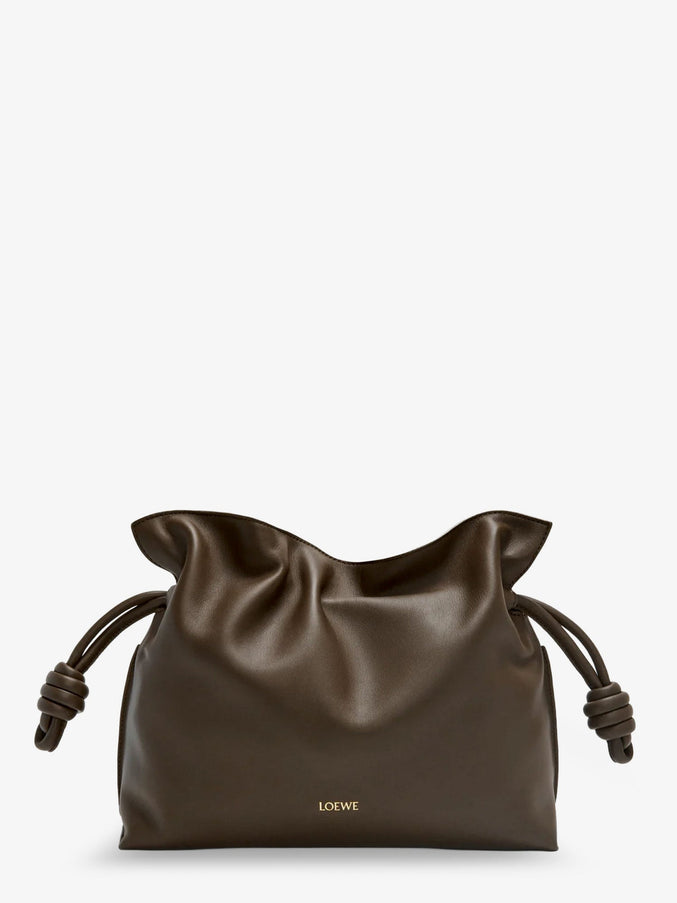 Loewe Flamenco Leather Clutch Bag Uni Chocolate