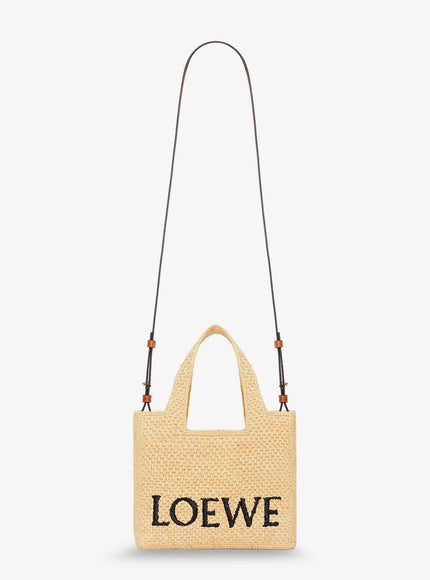 Loewe Paula's Ibiza -Small Loewe Font Raffia Handbag With Embroidered Logo On The Front