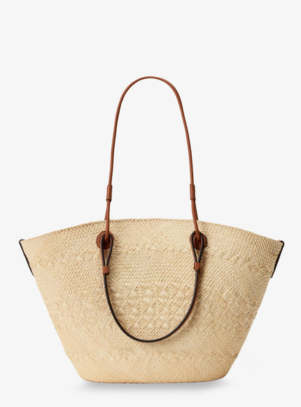 Loewe Paula's Ibiza Leather And Iraca Palm Shoulder Bag