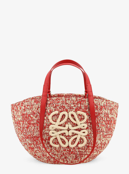 Loewe Paula's Ibiza -Medium Eclipse Raffia And Leather Shoulder Bag With 3D Anagram Logo Uni Red