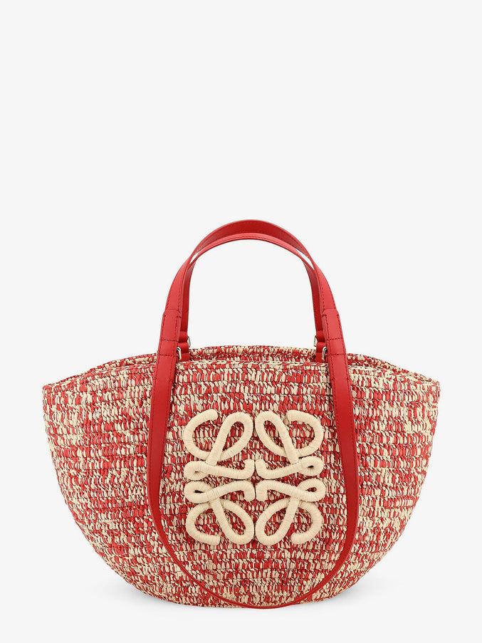 Loewe Paula's Ibiza -Medium Eclipse Raffia And Leather Shoulder Bag With 3D Anagram Logo Uni Red