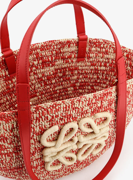 Loewe Paula's Ibiza -Medium Eclipse Raffia And Leather Shoulder Bag With 3D Anagram Logo