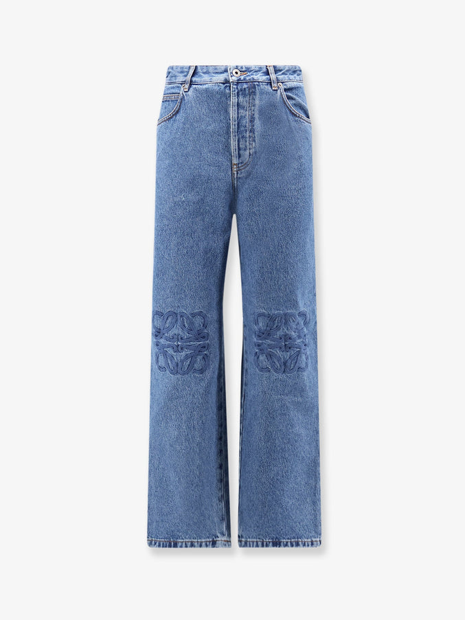 Loewe Anagram Baggy Jeans With Embroidery On The Front Jeans Blue