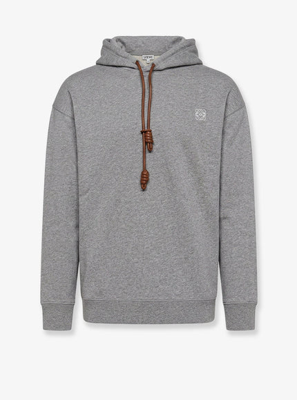Loewe Cotton Sweatshirt With Front Embroidered Logo Grey Melange