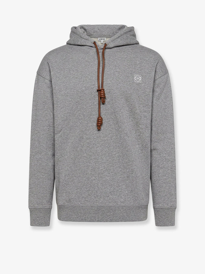 Loewe Cotton Sweatshirt With Front Embroidered Logo Grey Melange