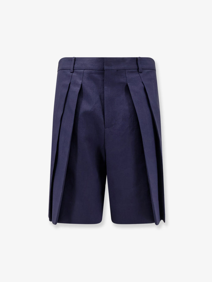 Loewe Paula's Ibiza Linen And Cotton Bermuda Shorts Navyblack