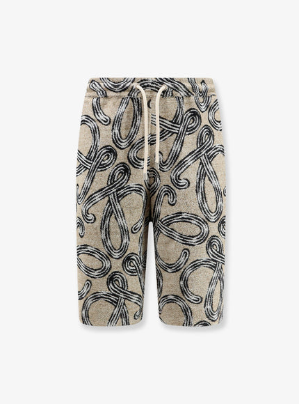Loewe Paula's Ibiza - Terrycloth Shorts With Iconic Print Beigeblack