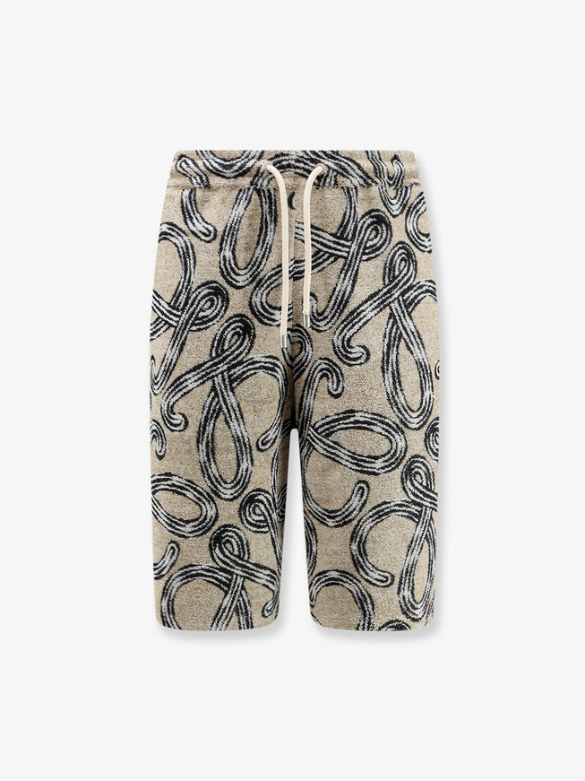 Loewe Paula's Ibiza - Terrycloth Shorts With Iconic Print Beigeblack