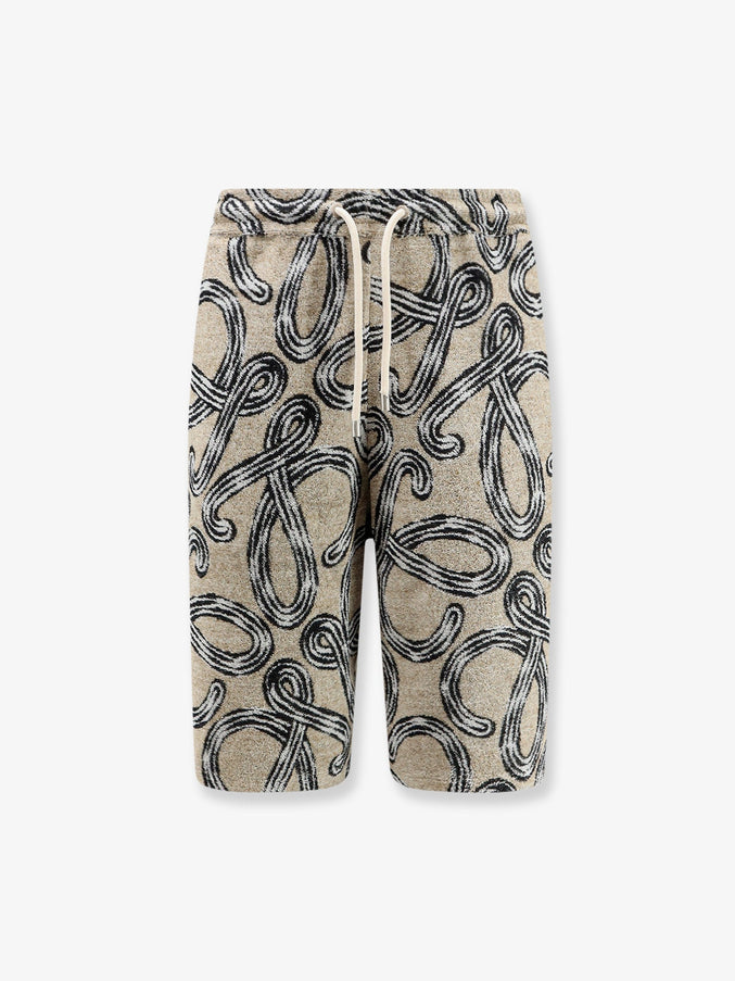 Loewe Paula's Ibiza - Terrycloth Shorts With Iconic Print Beigeblack
