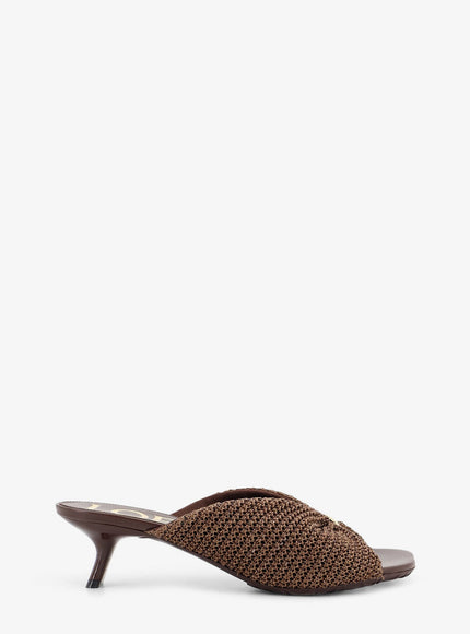 Loewe Paula's Ibiza - Pebble Raffia Effect Sandals With Metal Logo Detail Dark Brown