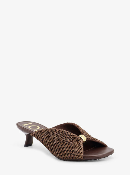 Loewe Paula's Ibiza - Pebble Raffia Effect Sandals With Metal Logo Detail