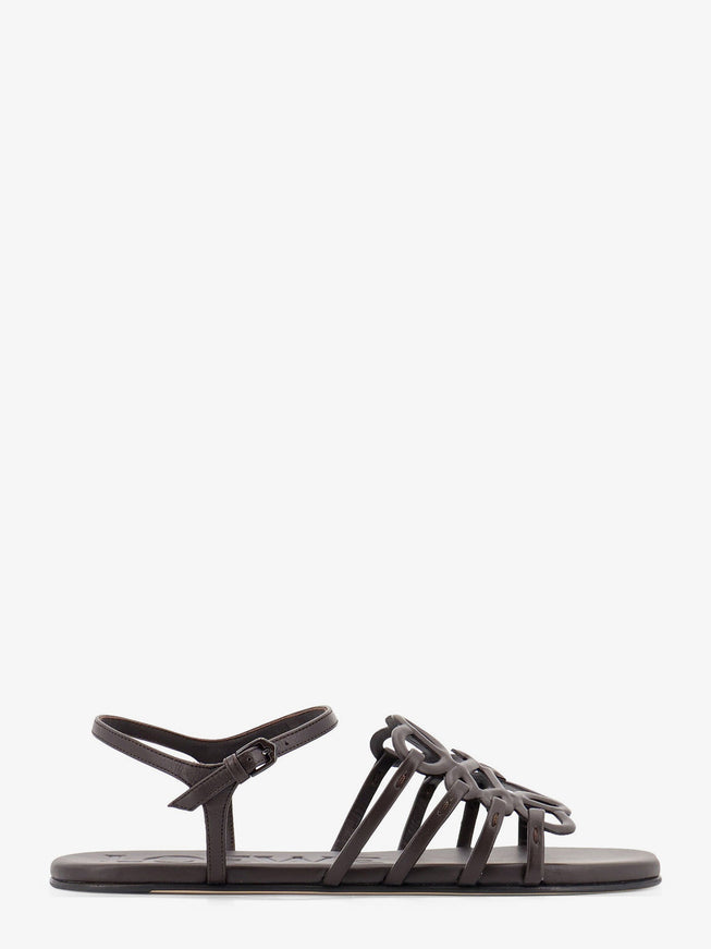 Loewe Paula's Ibiza -Petal Leather Sandals With Anagram Logo On The Front Dark Brown