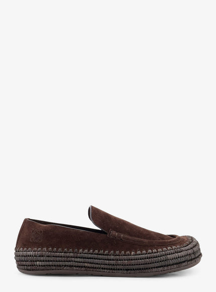 Loewe Rio Suede And Raffia Loafers Dark Brown