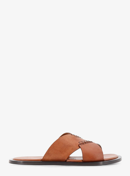 Loewe Flex Leather Sandals With Crisscross Detail Tan