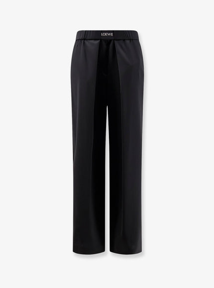 Loewe Wool Trousers With Logo Detail Black