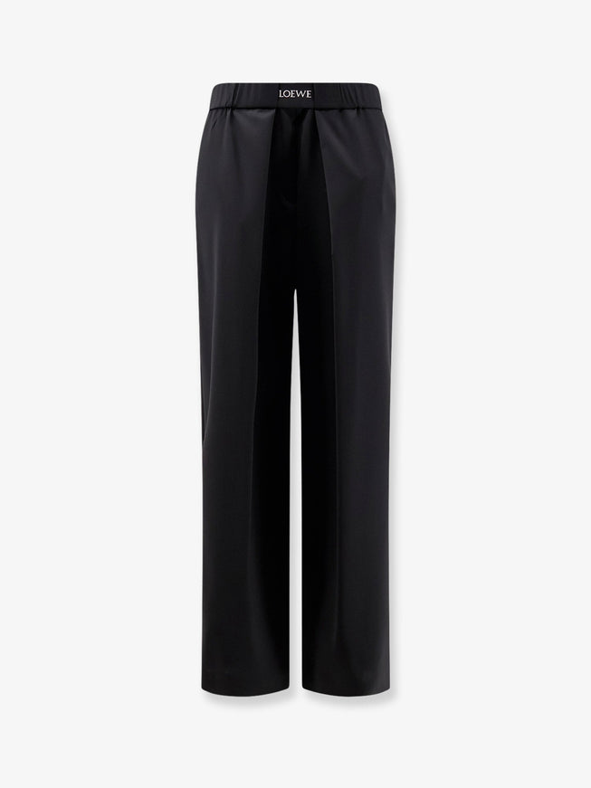 Loewe Wool Trousers With Logo Detail Black