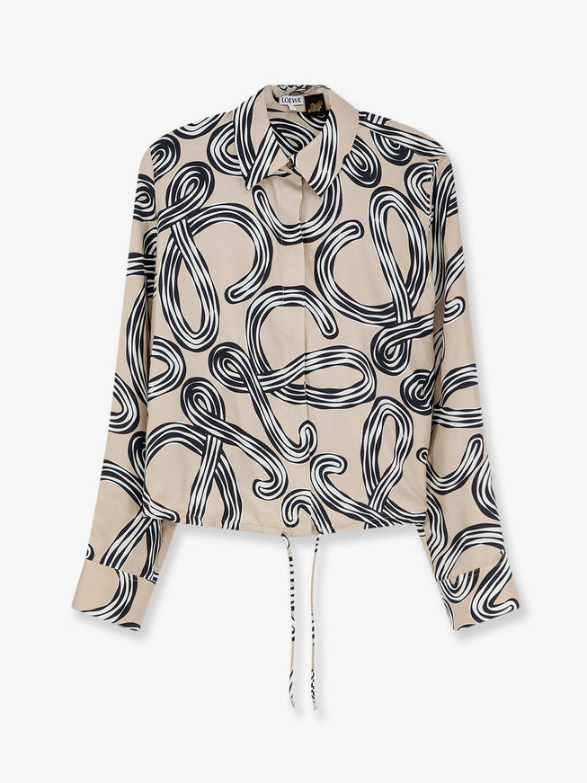 Loewe Paula's Ibiza - Printed Silk Shirt 34 Beigeblack