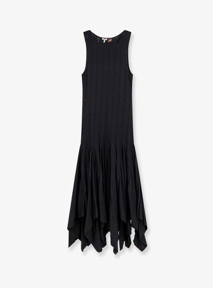 Loewe Paula's Ibiza Embroidered Cotton Long Dress Black