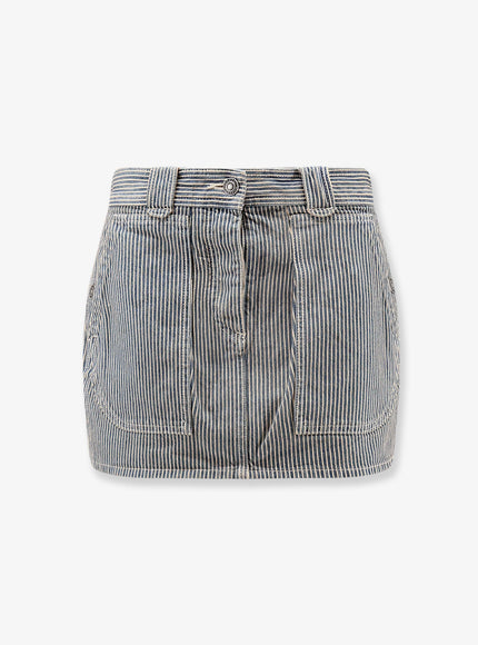 Marant Etoile Estera Cotton Skirt With Striped Pattern Bluewhite