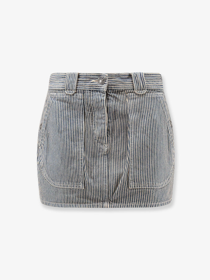 Marant Etoile Estera Cotton Skirt With Striped Pattern Bluewhite