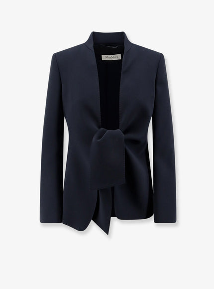 Max Mara Mxmpalo Cady Blazer With Front Knot Detail Bluscuro