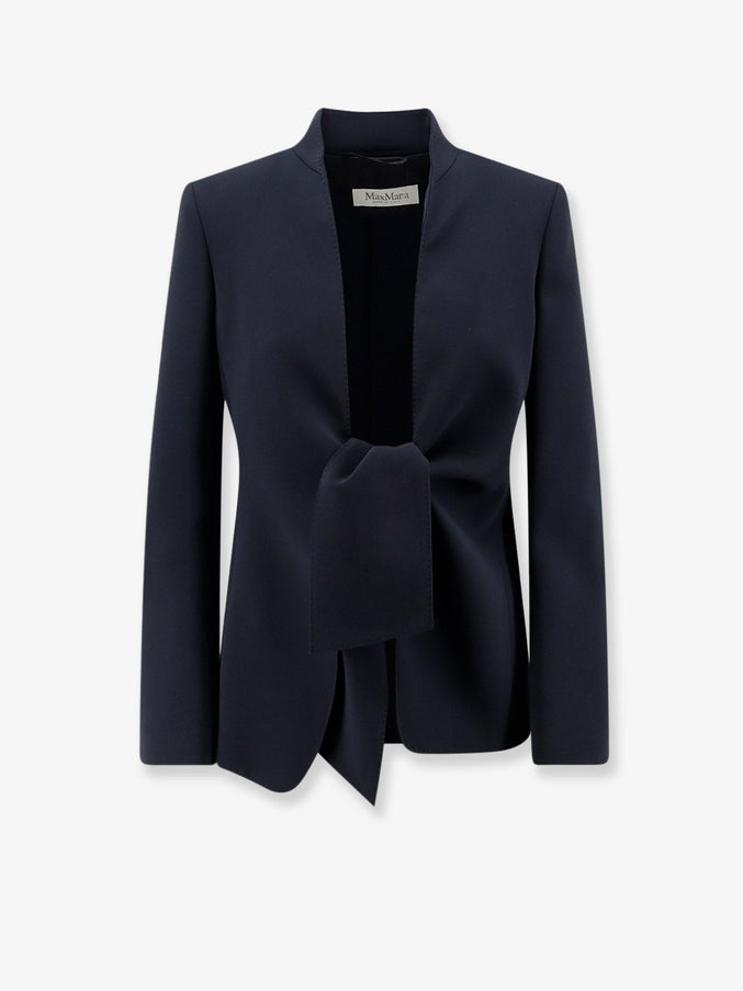 Max Mara Mxmpalo Cady Blazer With Front Knot Detail Bluscuro