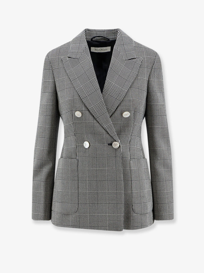 Max Mara Double-Breasted Wool Blazer Blumarinobianco