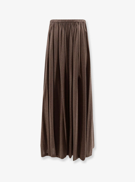 Max Mara Mxmlivrea Pleated Jersey Long Skirt Cacha'scuro